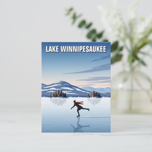 Ice Skaten im Lake Winnipesaukee Postkarte (Stehend Vorderseite)