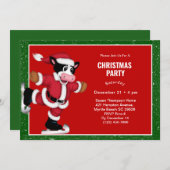Ice Skaten Kuh Weihnachtsfeiertage Party Einladung (Vorne/Hinten)