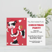 Ice Skaten Kuh Weihnachtsfeiertage Party Einladung (Stehend Vorderseite)