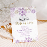 Ice Skaten Lila und Gold Snowflakes Geburtstag Einladung<br><div class="desc">Eis Skaten Winter Geburtstag mit goldenem Glitzer und lila Schneeflocken. Skate weiter zu feiern!</div>