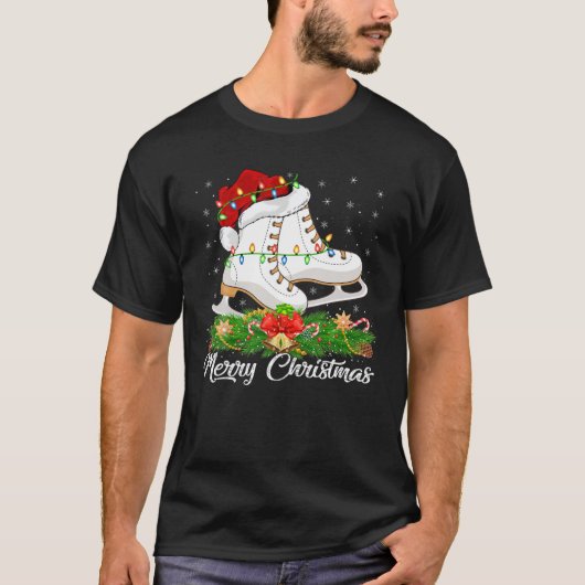 Ice Skaten Lover Matching Weihnachtsmannmütze Ice T-Shirt (Vorderseite)
