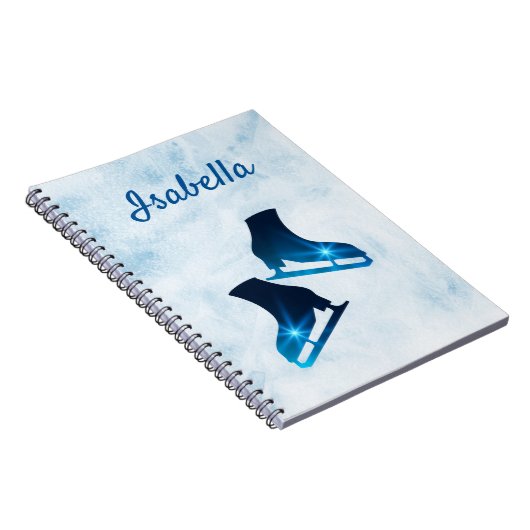 Ice Skaten Notebook Figur Skate blaue Sterne Notizblock (Rechte Seite)