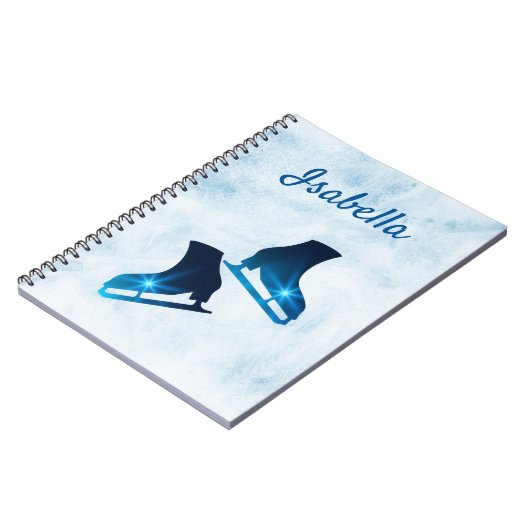 Ice Skaten Notebook Figur Skate blaue Sterne Notizblock (Linke Seite)