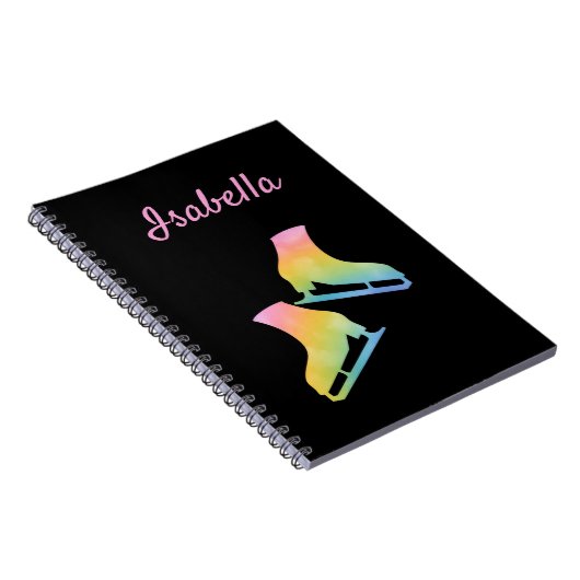 Ice Skaten Notebook Figur Skate Regenbogen schwarz Notizblock (Rechte Seite)