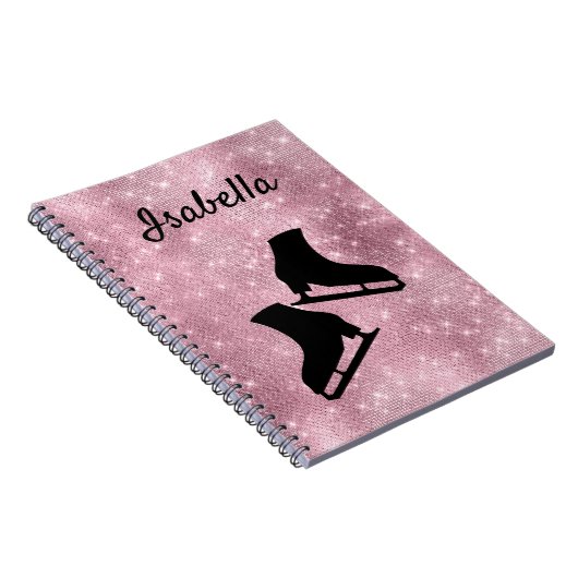 Ice Skaten Notebook Figur Skate rosa Funkeln Notizblock (Rechte Seite)