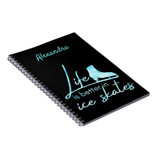 Ice Skaten Notebook Leben besser Skate tiefblau Notizblock (Rechte Seite)