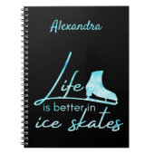 Ice Skaten Notebook Leben besser Skate tiefblau Notizblock (Vorderseite)