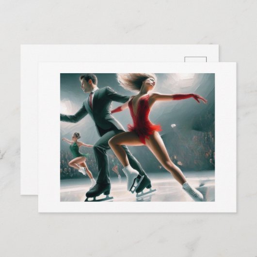 Ice Skaten Pair, Postkarte (Vorne/Hinten)