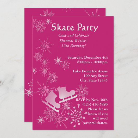 Ice Skaten Party Einladung (Vorne/Hinten)