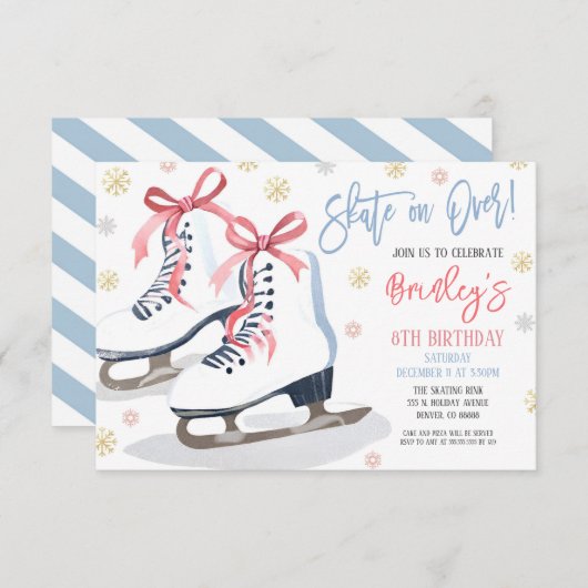 Ice Skaten Party Einladung (Vorne/Hinten)