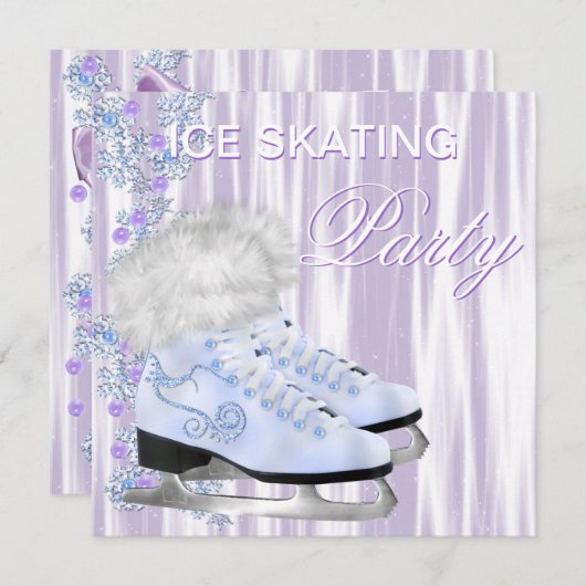 Ice Skaten Party Einladung (Vorne/Hinten)