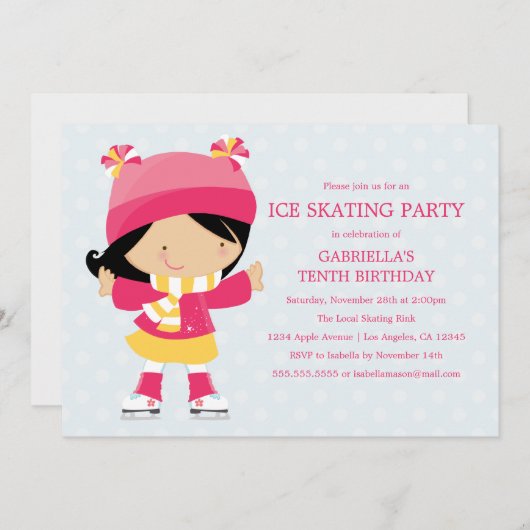 Ice Skaten Party | Einladung zur Geburtstagspartei (Vorne/Hinten)