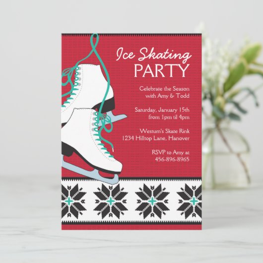 Ice-Skaten-Party Einladungen (Stehend Vorderseite)