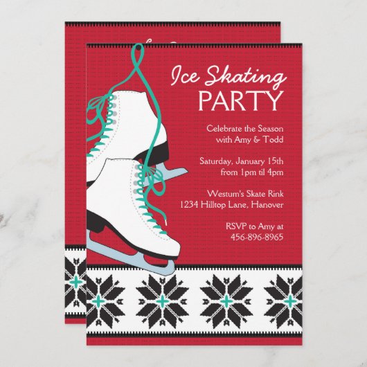 Ice-Skaten-Party Einladungen (Vorne/Hinten)