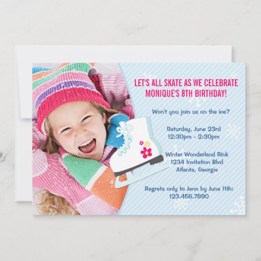 Ice Skaten Party Foto Einladung (Vorderseite)