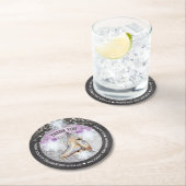 Ice Skaten Party Personalisiert Silver Glitzer Runder Pappuntersetzer (Vor Ort)