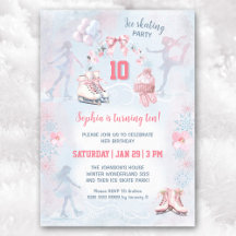 Ice Skaten Party Pink Blue Winter Girl Geburtstag