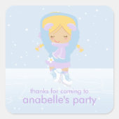 Ice Skaten Party Quadratischer Aufkleber (Vorderseite)