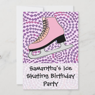 Ice Skaten Party, rosa Skate Einladung