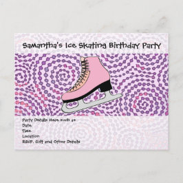 Ice Skaten Party, rosa Skate Einladungspostkarte