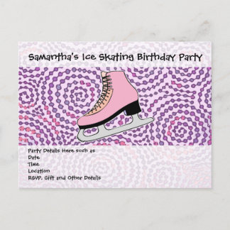 Ice Skaten Party, rosa Skate Einladungspostkarte