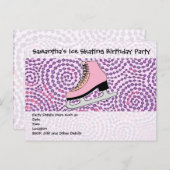 Ice Skaten Party, rosa Skate Einladungspostkarte (Vorne/Hinten)