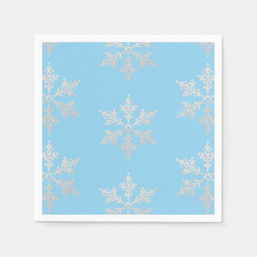 Ice Skaten Party Snowflake Glitzer Serviette (Vorderseite)