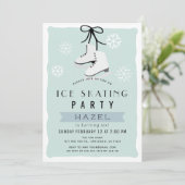 Ice Skaten Party Winter Blue Retro Geburtstag Einladung (Stehend Vorderseite)