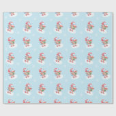 Ice Skaten Penguin Blue Geschenkpapier (Flach)