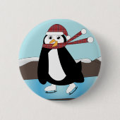 Ice Skaten Penguin Button (Vorderseite)