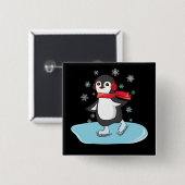 Ice Skaten Penguin Button (Vorne & Hinten)