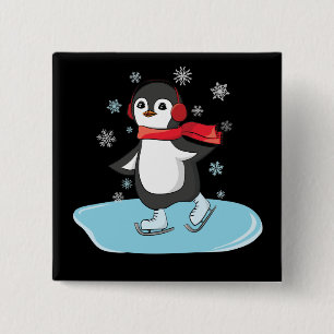 Ice Skaten Penguin Button