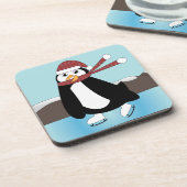 Ice Skaten Penguin Getränkeuntersetzer (Linke Seite)