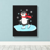 Ice Skaten Penguin Leinwanddruck (Insitu (Holzboden))