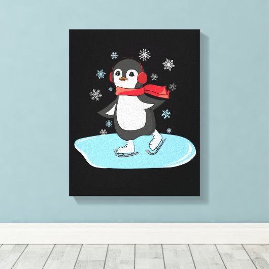 Ice Skaten Penguin Leinwanddruck (Insitu (Holzboden))