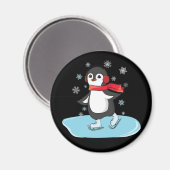 Ice Skaten Penguin Magnet (Vorderseite/Rückseite)