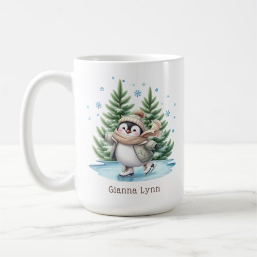 Ice Skaten Penguin Personalisiert Kaffeetasse (Links)