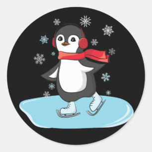Ice Skaten Penguin Runder Aufkleber