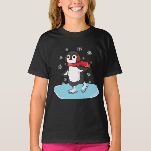 Ice Skaten Penguin T-Shirt (Vorderseite)