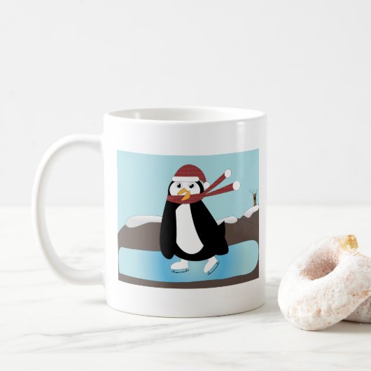 Ice Skaten Penguin Tasse (Mit Donut)