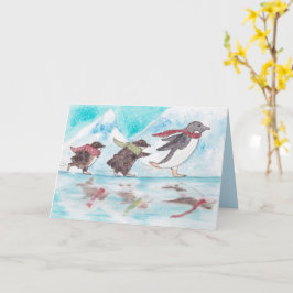 Ice Skaten Penguins Urlaubskarte Karte