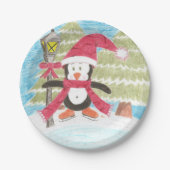 Ice-Skaten-Pinguin-Papier-Teller Pappteller (Vorderseite)