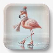 Ice Skaten Pink Flamingo Pappteller (Vorderseite)