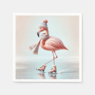 Ice Skaten Pink Flamingo Serviette