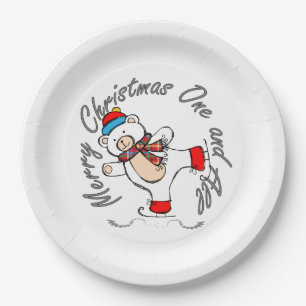 Ice Skaten Polar Bear Weihnachten Pappteller