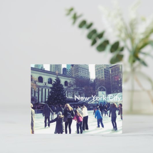 Ice Skaten Rink im Bryant Park, New York City Postkarte (Stehend Vorderseite)