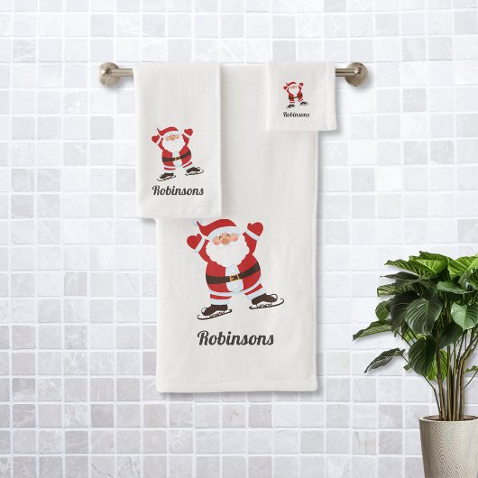 Ice Skaten Santa Claus Badhandtuch Set