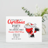 Ice Skaten Santa Einladung (Stehend Vorderseite)