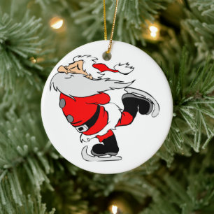 Ice Skaten Santa Keramik Ornament