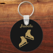 Ice Skaten Schlüsselanhänger Eis Skate Gold Glitze (Vorderseite)